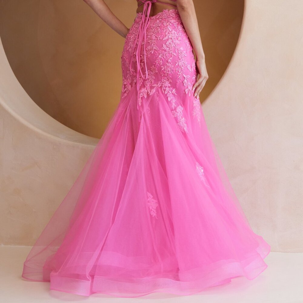New Sleeveless Floral Maxi Dress W/ Floral Embroidery & Lace Up Back AC 2120 - Picture 6 of 9